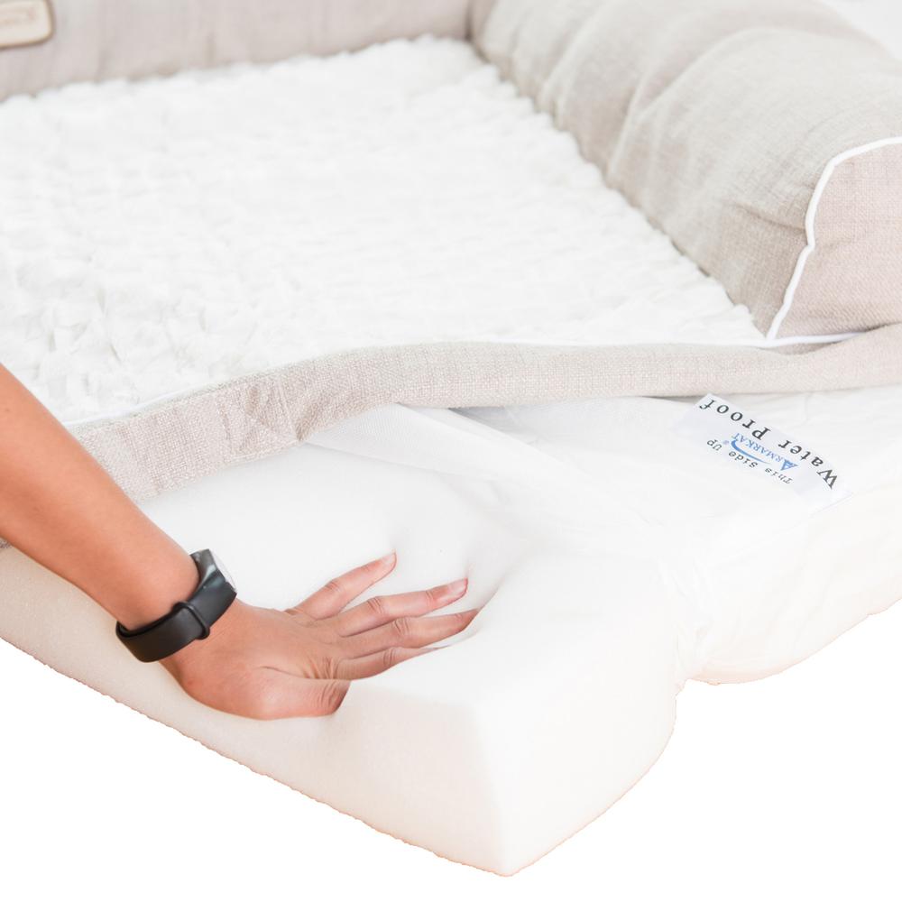 New Armarkat Model D07B Ivory & Beige Medium Bolstered Pet Bed with Memory Foam. Picture 9