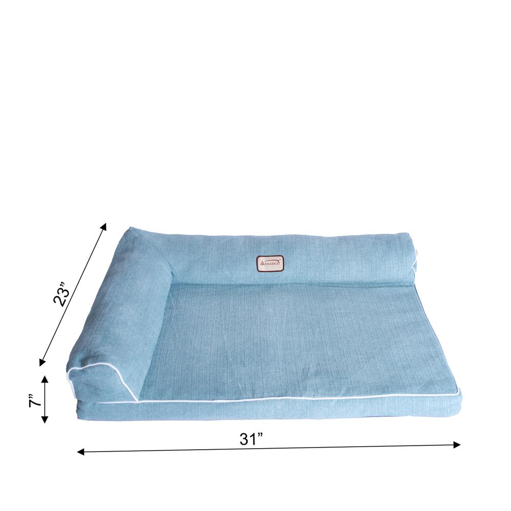 Soothing Blue Medium Bolstered Pet Bed With Poly Fill Cushion. Picture 6