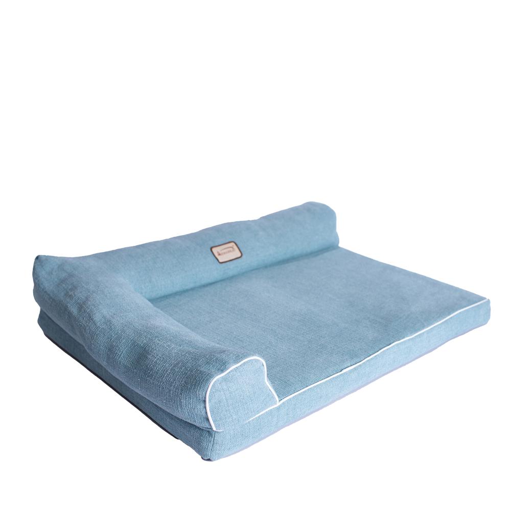 Soothing Blue Medium Bolstered Pet Bed With Poly Fill Cushion. Picture 9