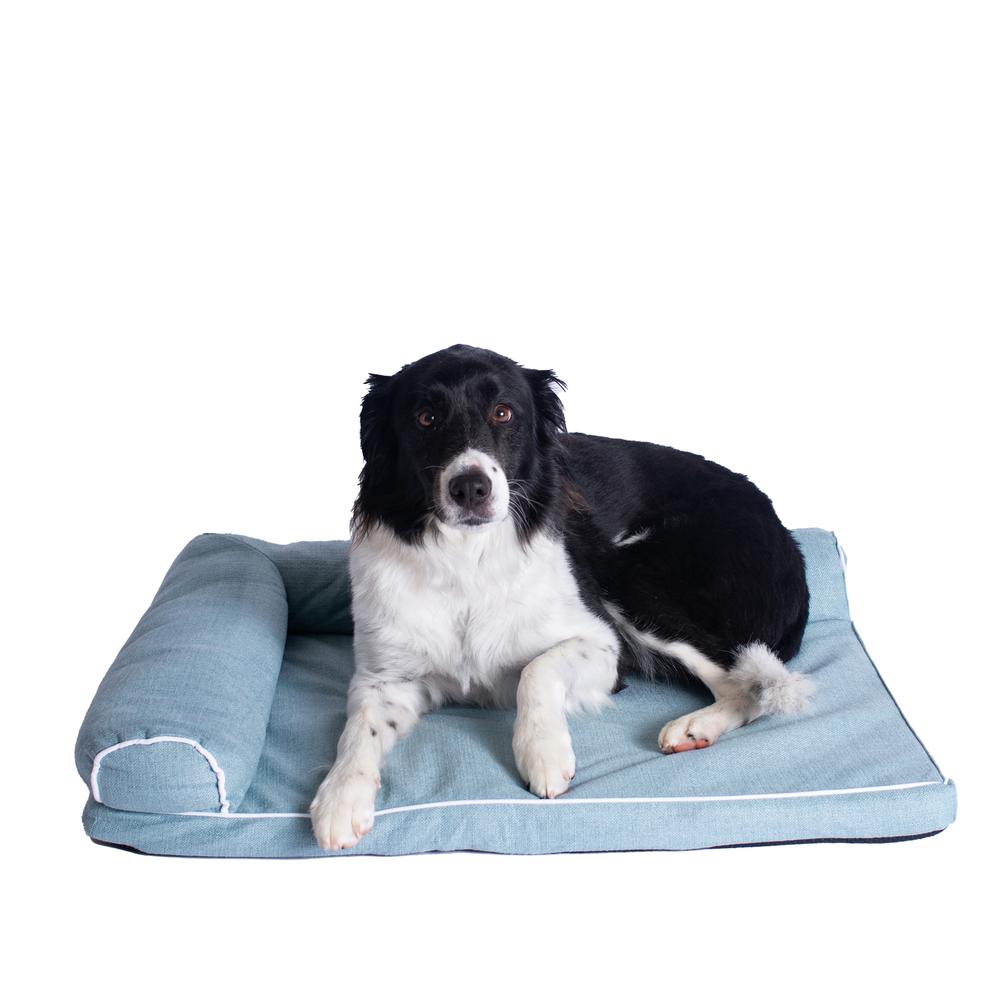 Soothing Blue Medium Bolstered Pet Bed With Poly Fill Cushion. Picture 10