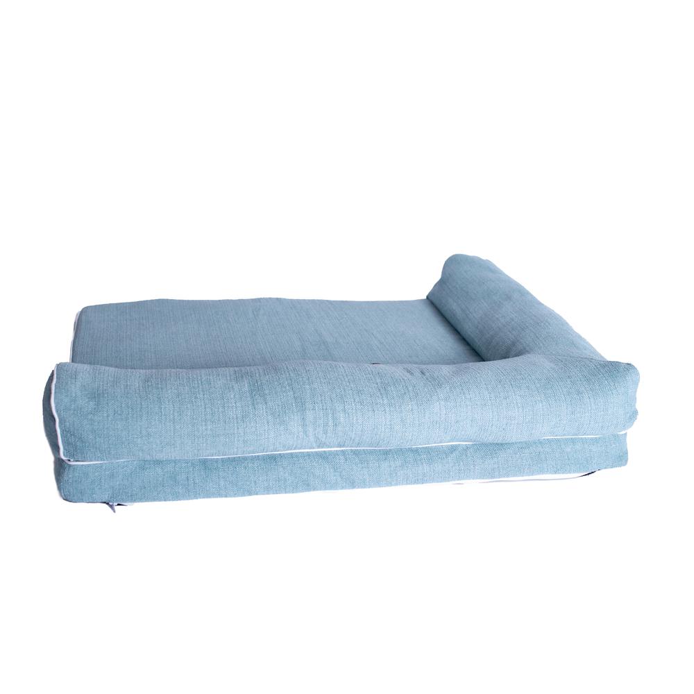 Soothing Blue Medium Bolstered Pet Bed With Poly Fill Cushion. Picture 11