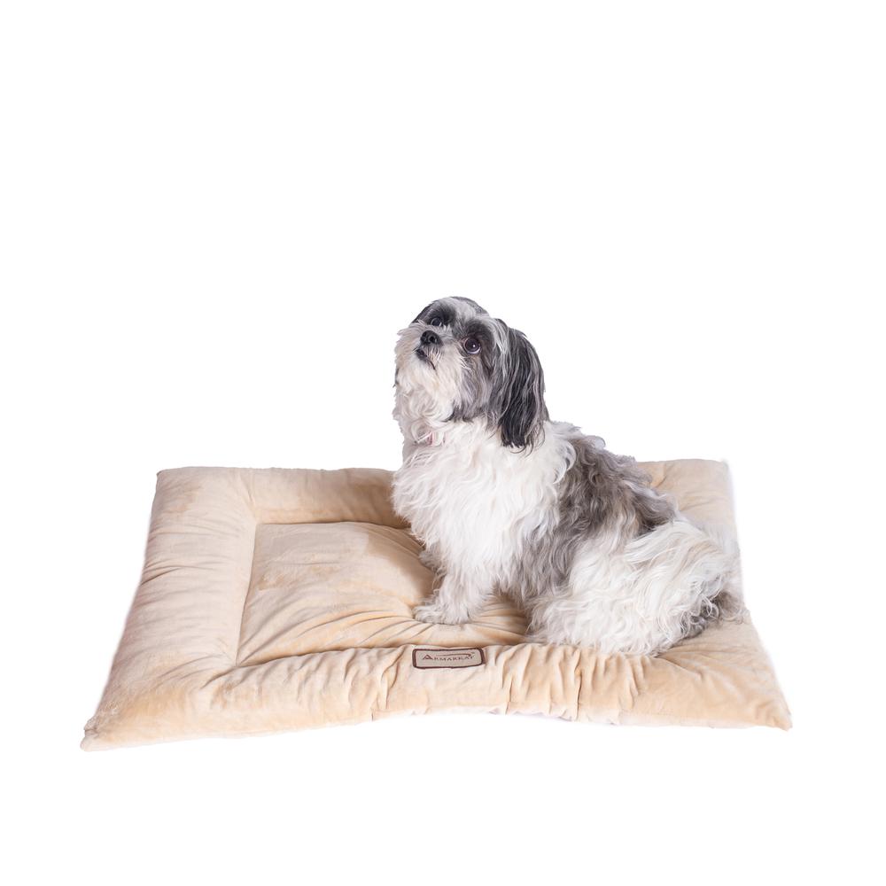 Medium Pet Bed Mat With Poly Fill Cushion In Beige. Picture 1
