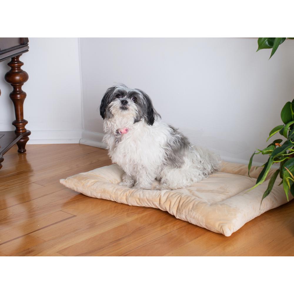 Medium Pet Bed Mat With Poly Fill Cushion In Beige. Picture 5