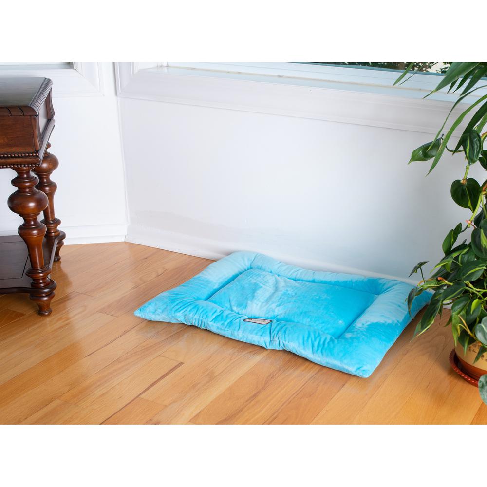 Large Pet Bed Mat With Poly Fill Cushion In Sky Blue. Picture 4
