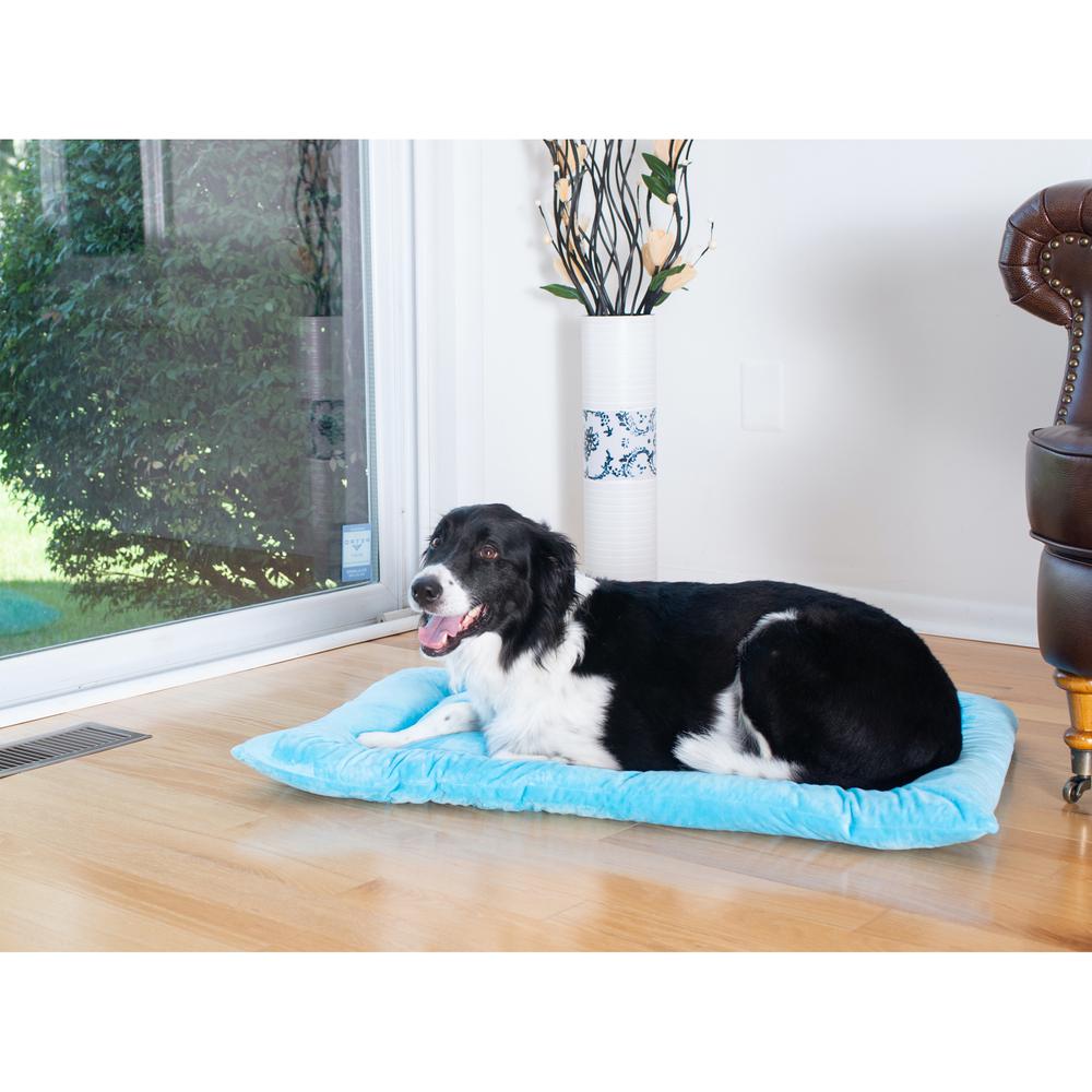 Large Pet Bed Mat With Poly Fill Cushion In Sky Blue. Picture 5