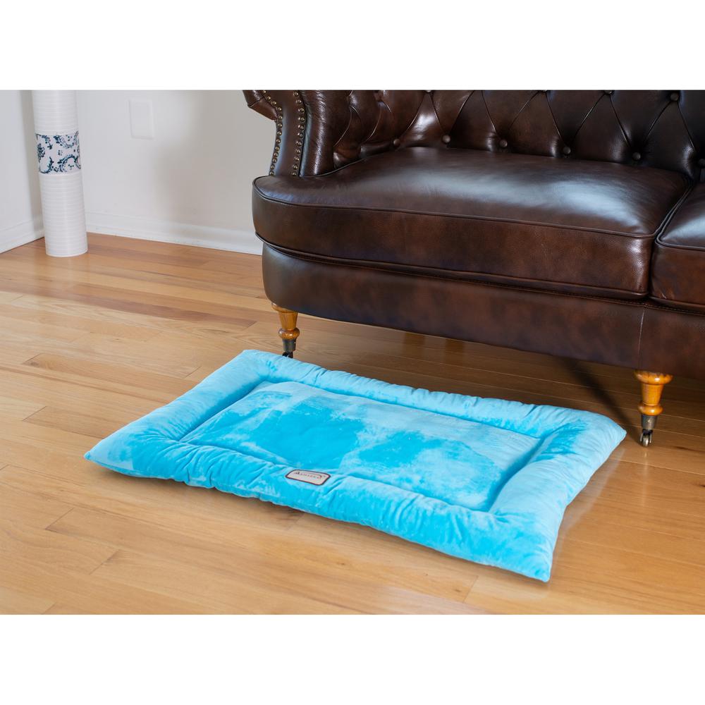 Large Pet Bed Mat With Poly Fill Cushion In Sky Blue. Picture 7