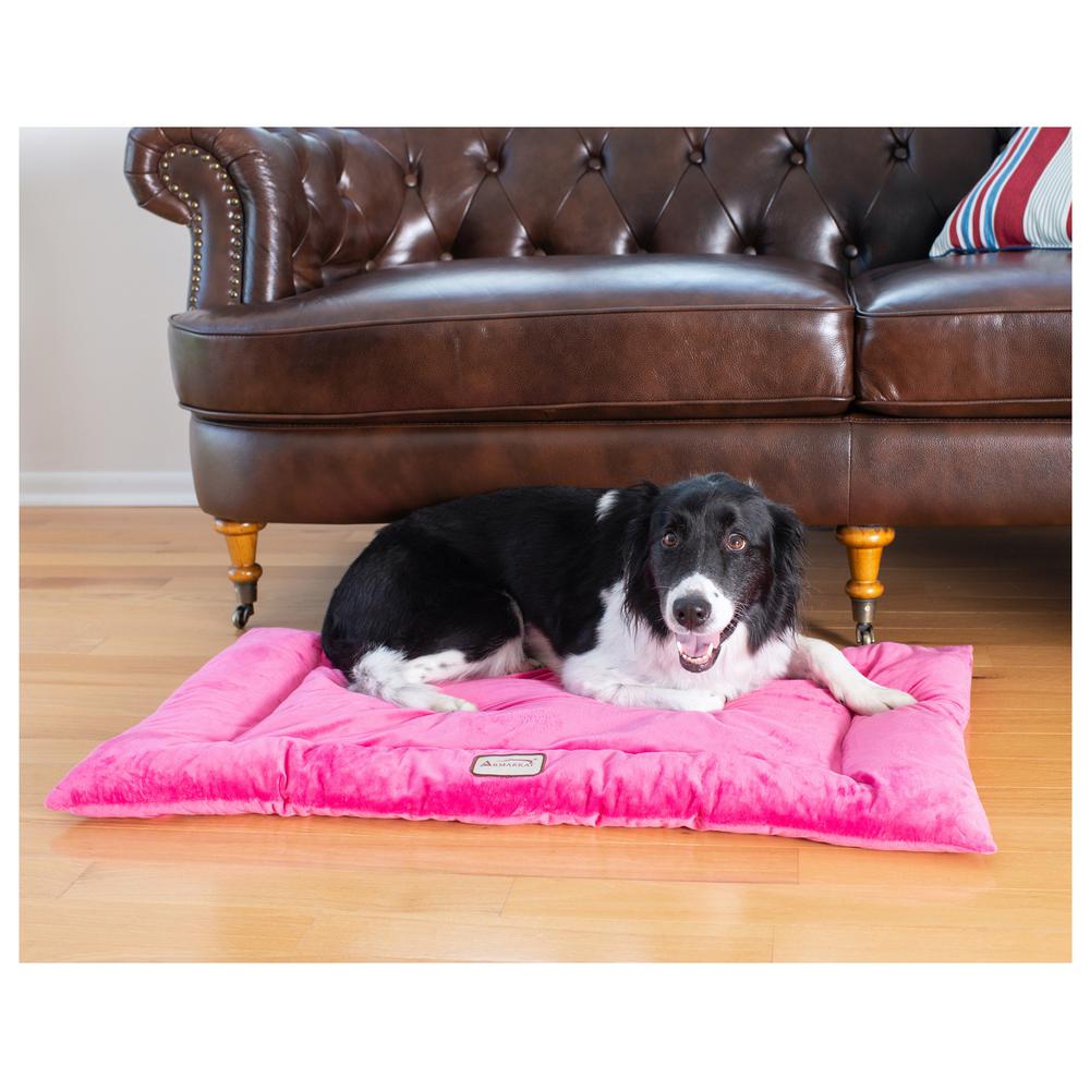Large Pet Bed Mat With Poly Fill Cushion In Vibrant Pink. Picture 5