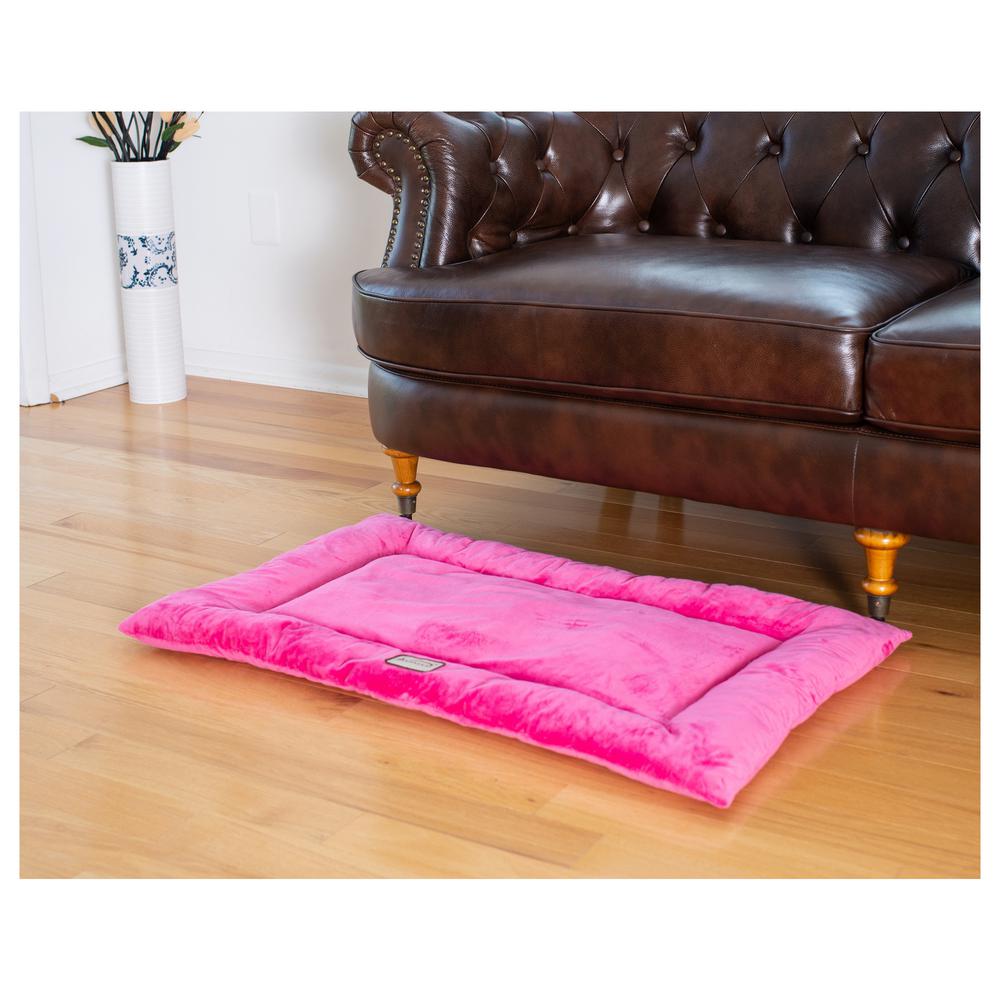 Medium Pet Bed Mat With Poly Fill Cushion In Vibrant Pink. Picture 4