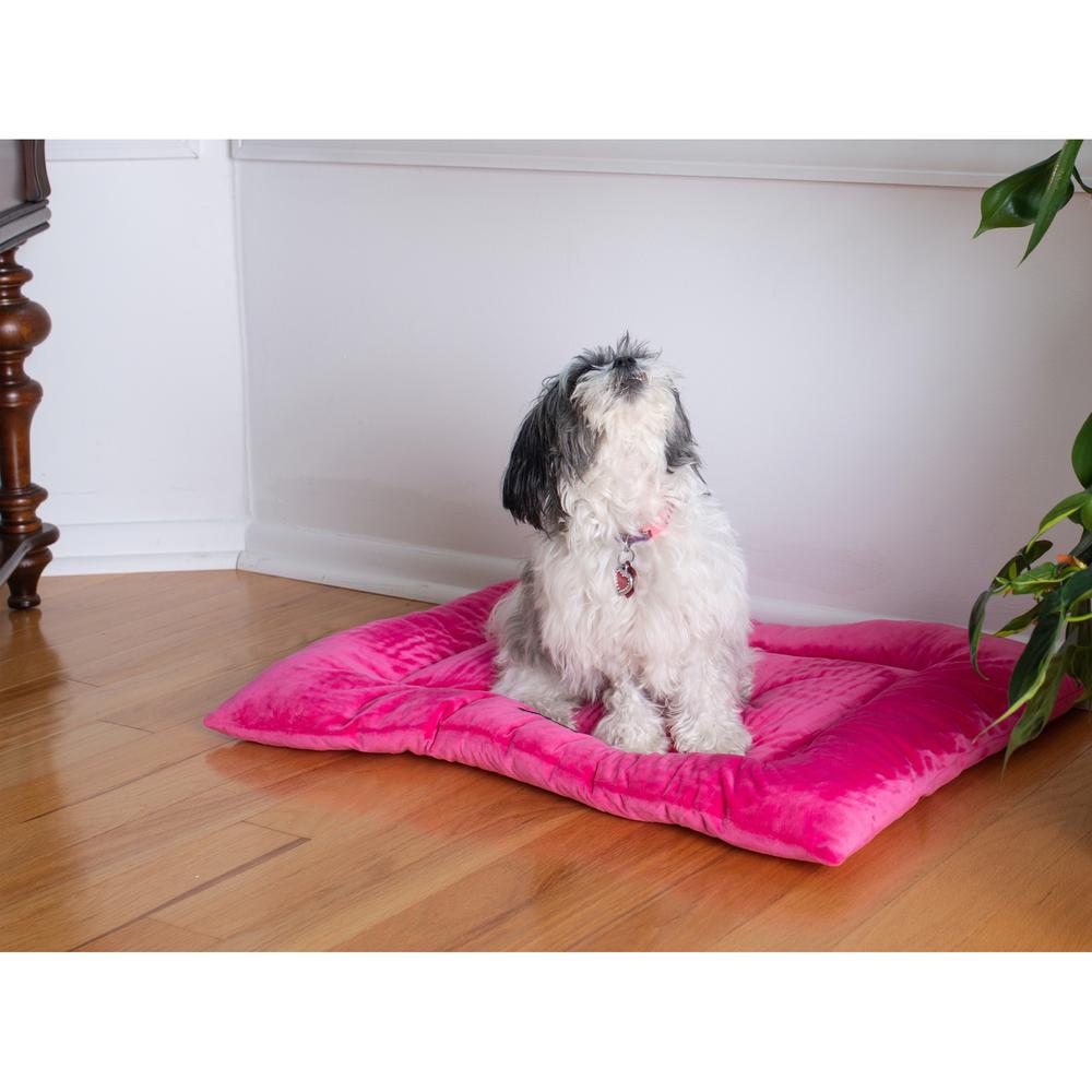 Medium Pet Bed Mat With Poly Fill Cushion In Vibrant Pink. Picture 5