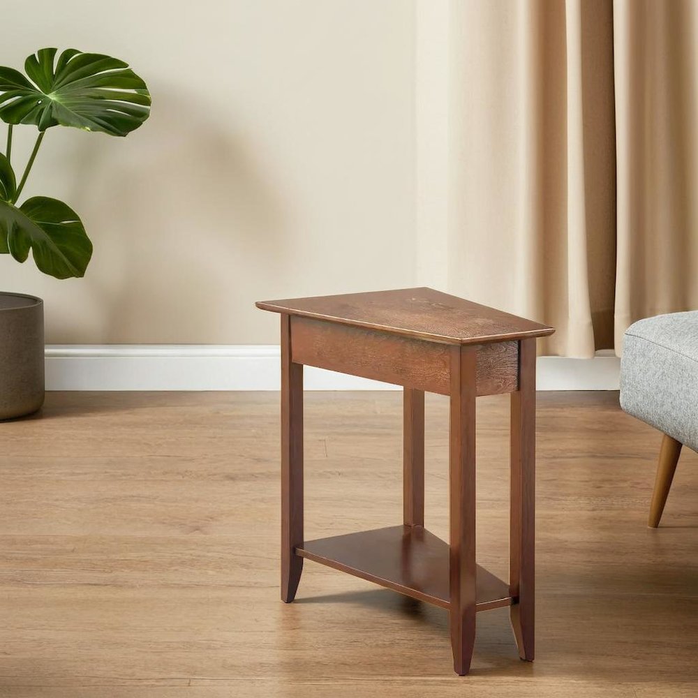 Brown Wedge End Table with MDF Construction, Modern and Practical Design. Picture 5