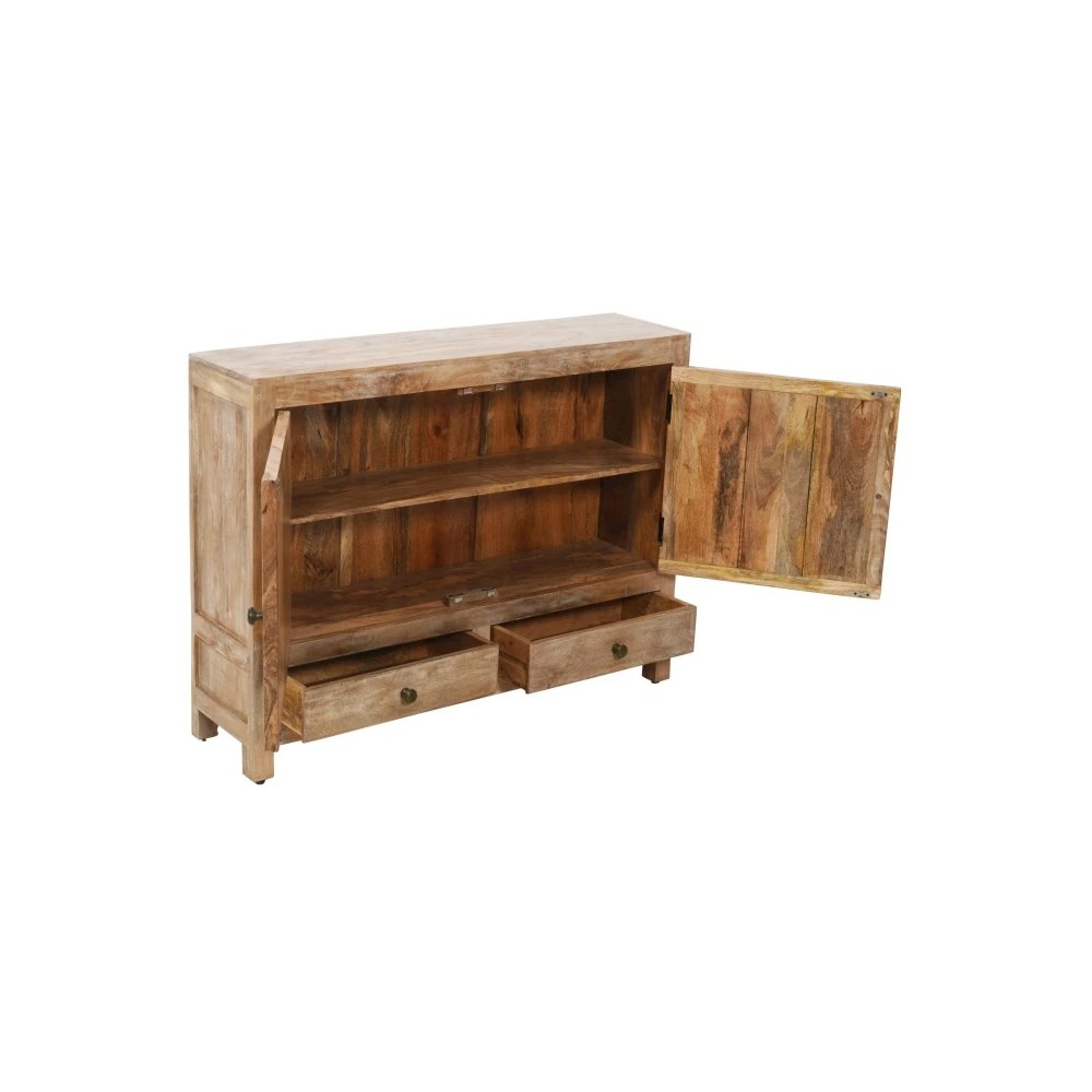 Weatherly 2 Handcarved Doors 2 Drawers Accent Cabinet in Natural. Picture 4