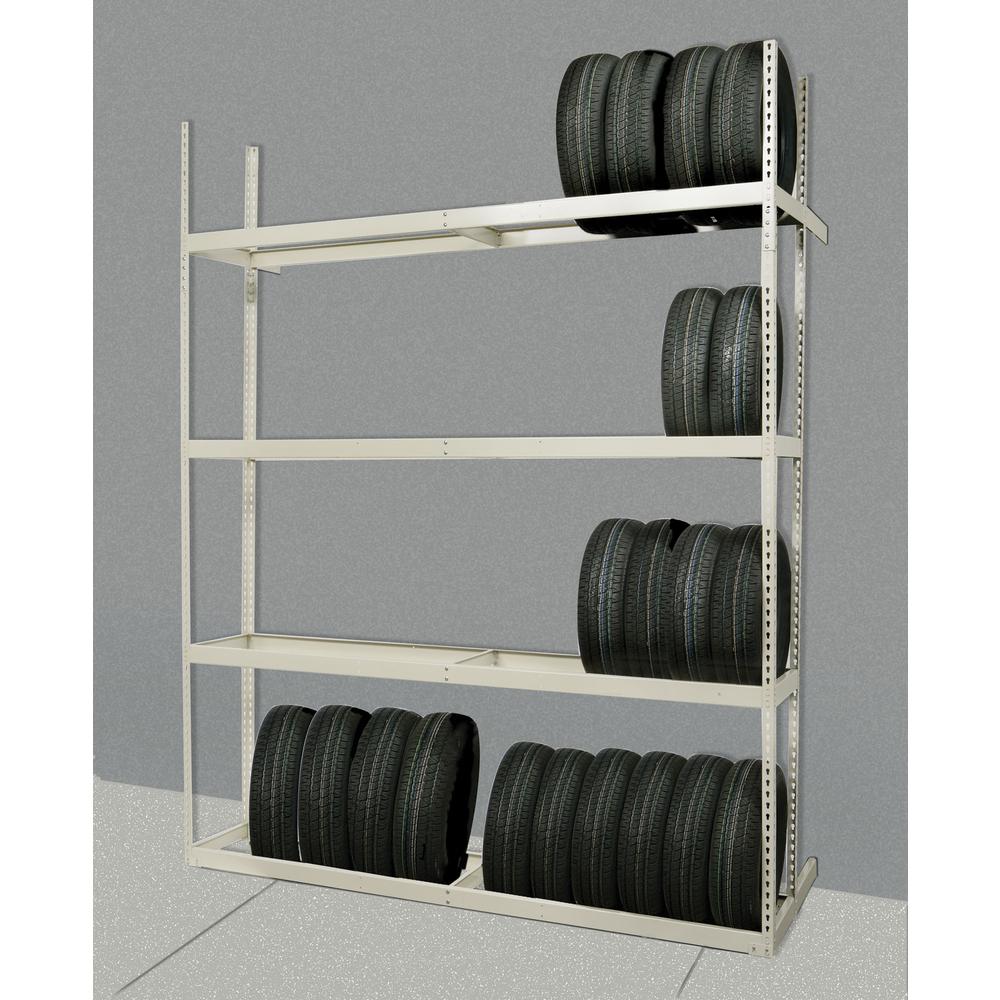 Rivetwell, Double Row, Tire Storage Shelving 729 Tan 4 Levels Add-on Unit. Picture 1