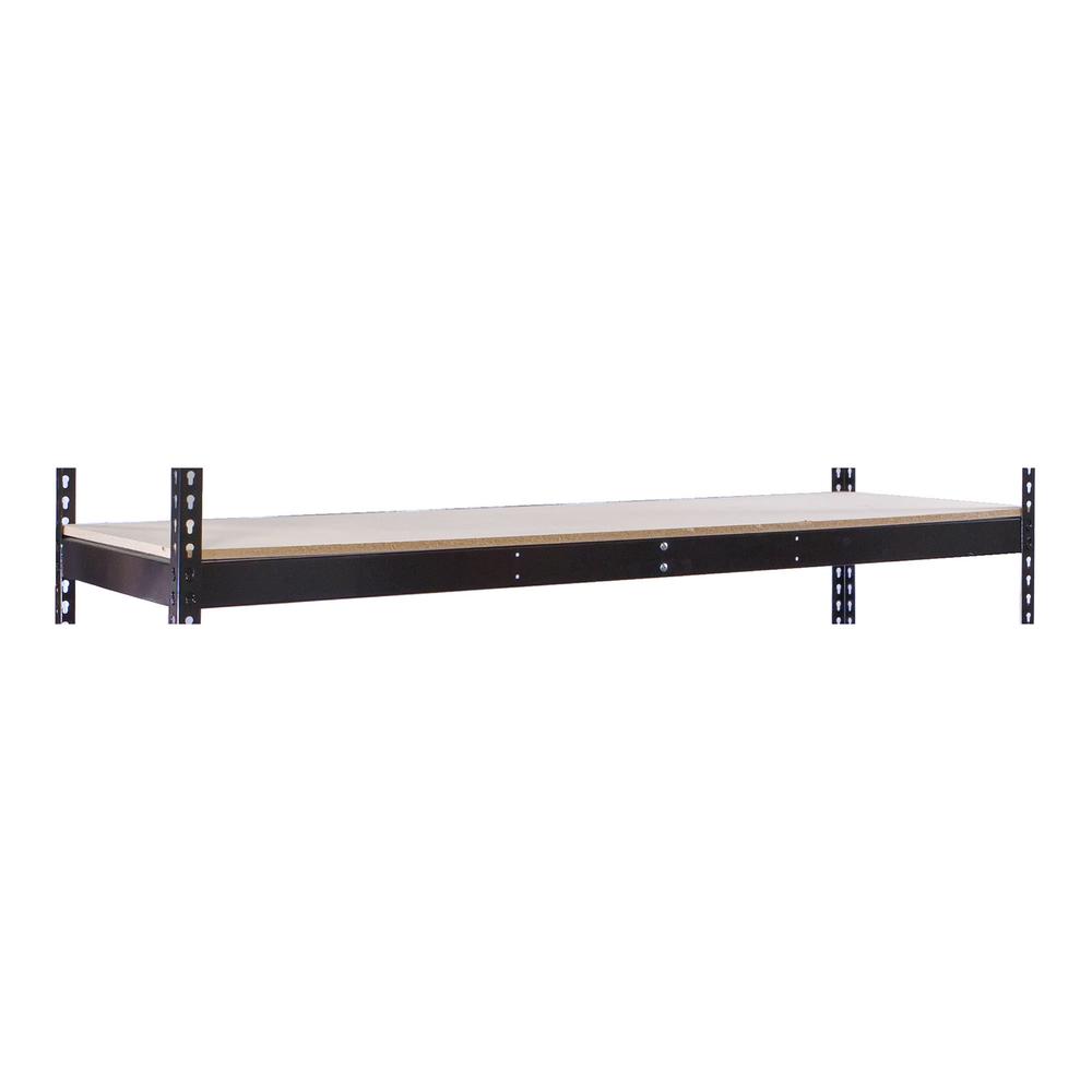 Rivetwell, Double Rivet Boltless Shelving with Center Support 96"W x 24"D 708 Midnight Ebony 1 Level  Includes Particle Board Decking. Picture 1