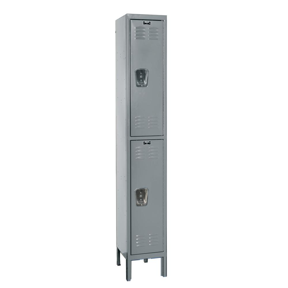 Hallowell Premium Locker, 725 Dark Gray, Double Tier, 1-Wide, Assembled. Picture 1
