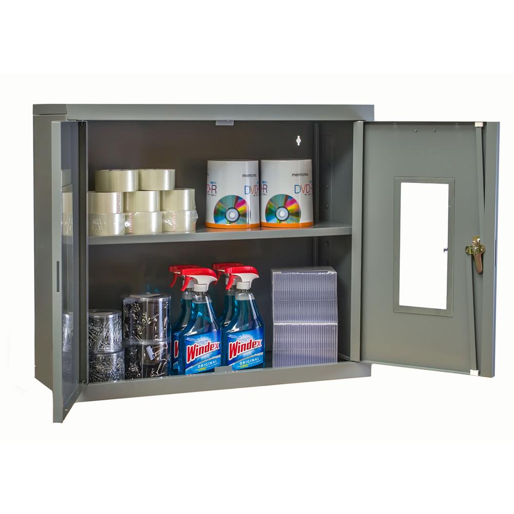 400 Series Wallmount SV Storage Cabinet, 36"W x 12"D x 30"H, 725 Dark Gray, Single Tier, Double Safety-View Door, 1-Wide, Knock-down. Picture 1