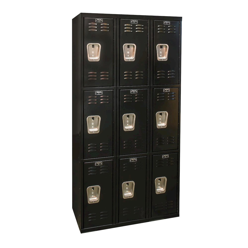 Black Tie Locker, 708 Midnight Ebony, Triple Tier, 3-Wide, Knock-Down. Picture 2