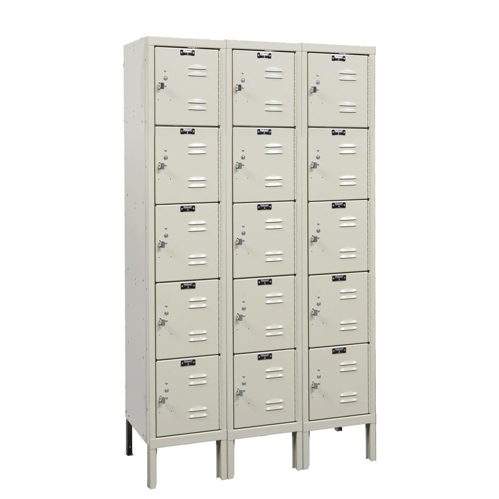 Hallowell Premium Locker, 729 Tan, 5-Tier, 3-Wide, Knock-Down. Picture 1