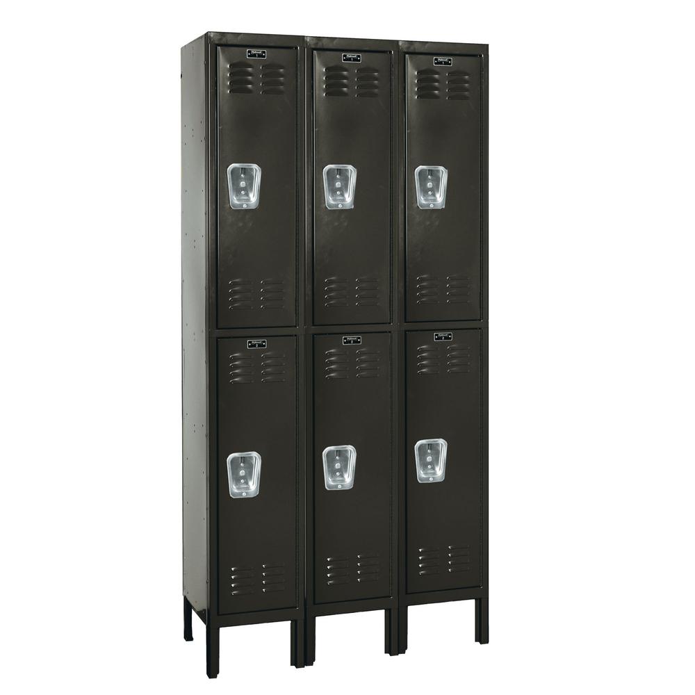 Hallowell Premium Locker, 708 Black, Double Tier, 3-Wide, Knock-Down. Picture 1