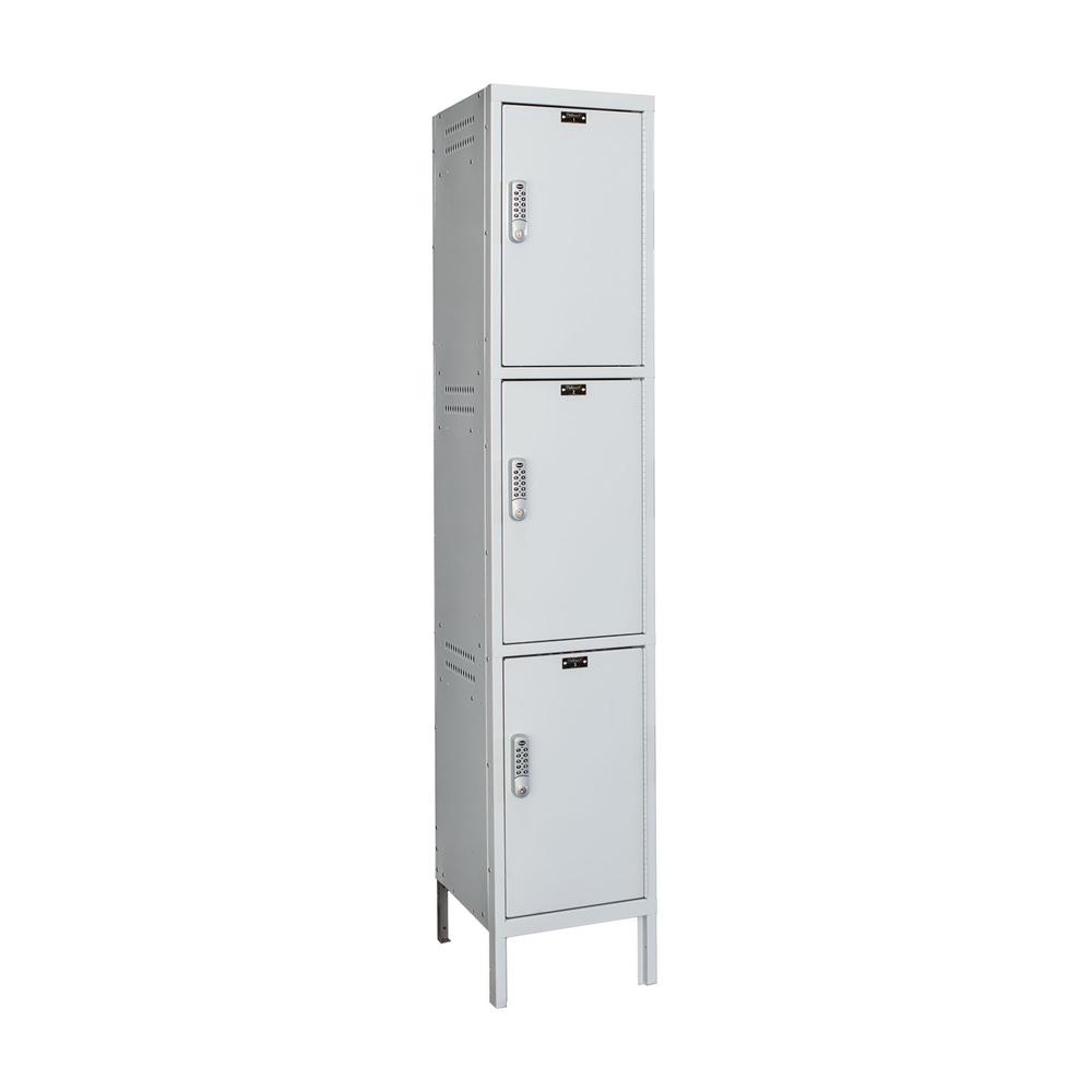 Hallowell Laptop/Backpack Locker, 711 Light Gray, 3-Tier, 1-Wide, Knock-Down. Picture 1