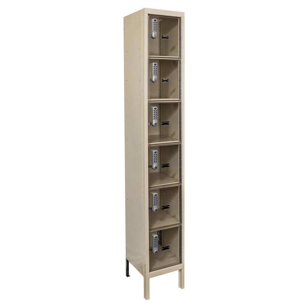 Hallowell DigiTech Safety-View Plus Locker, 729 Tan, 6-Tier, 1-Wide, Knock-Down. Picture 4