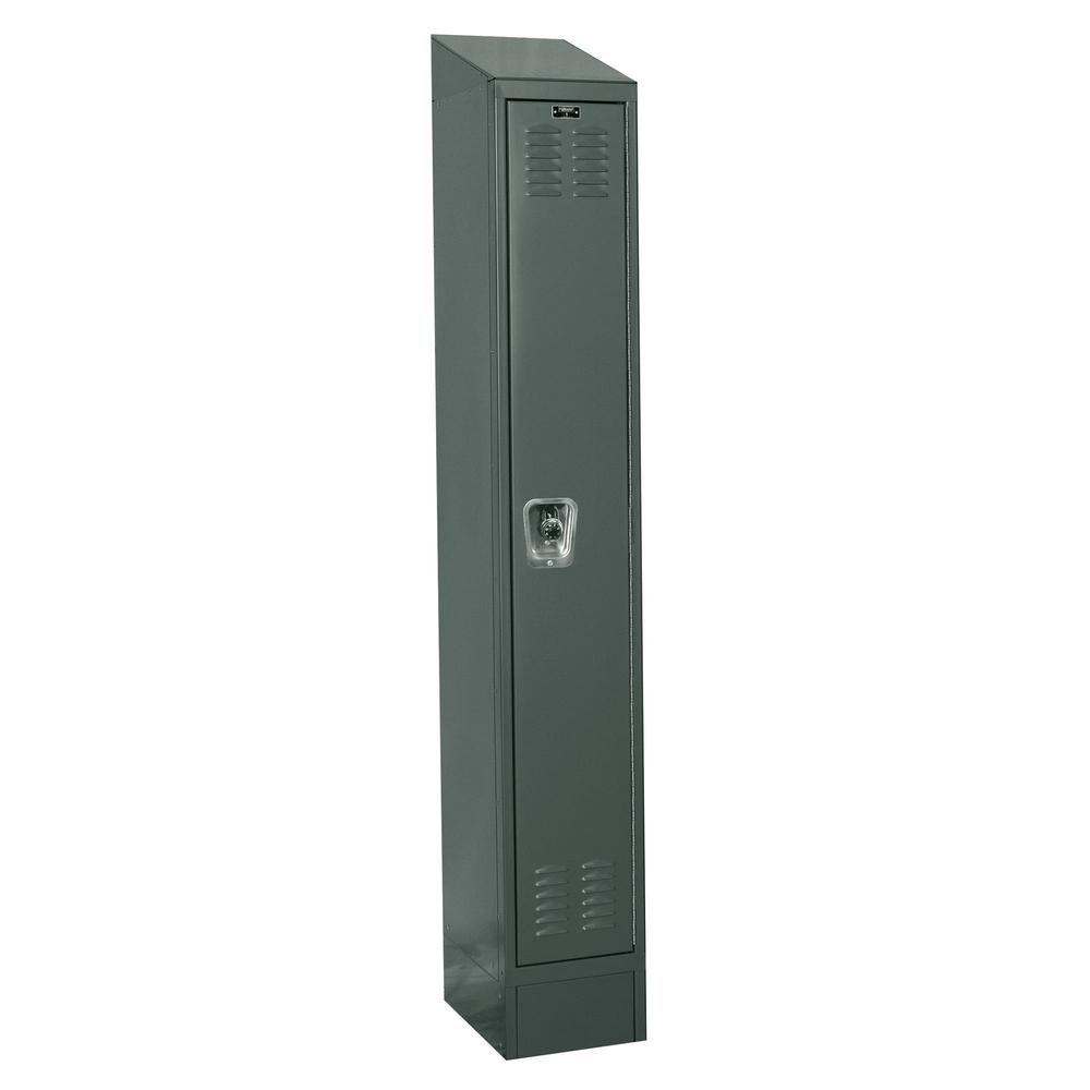 Hallowell ReadyBuilt II Locker, 725 Dark Gray, Single Tier, 1-Wide, Assembled. Picture 1