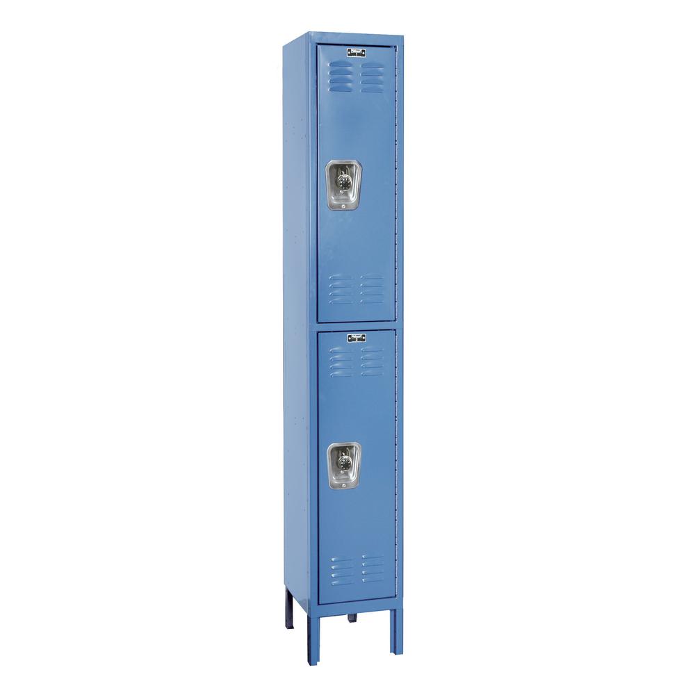 Hallowell ReadyBuilt Locker, 707 Marine Blue, Double Tier, 1-Wide, Assembled. Picture 1