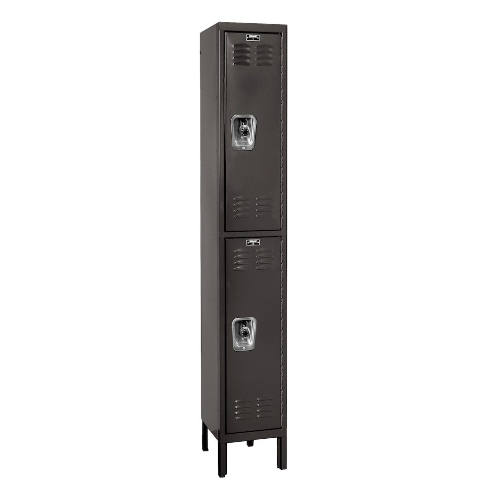 Hallowell ReadyBuilt Locker, 708 Black, Double Tier, 1-Wide, Assembled. Picture 1