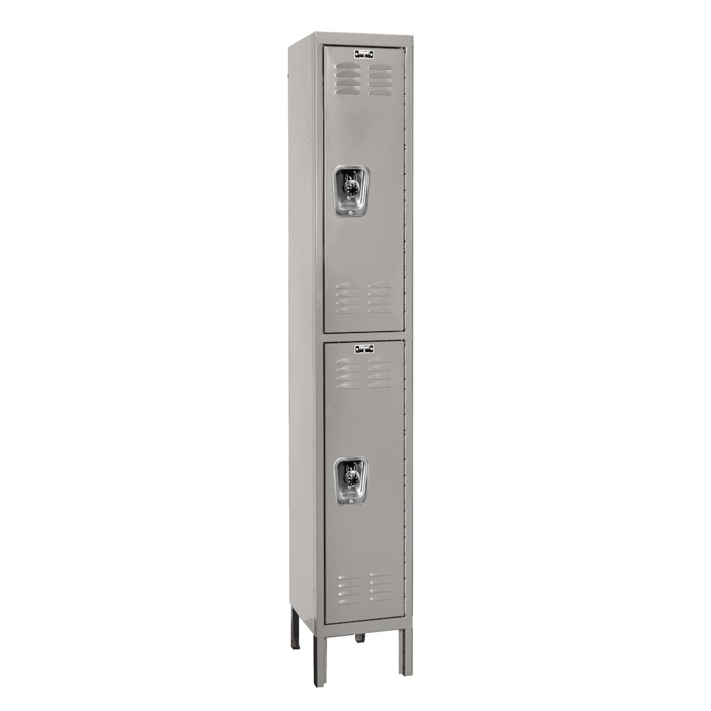Hallowell ReadyBuilt Locker, 711 Light Gray, Double Tier, 1-Wide, Assembled. Picture 1
