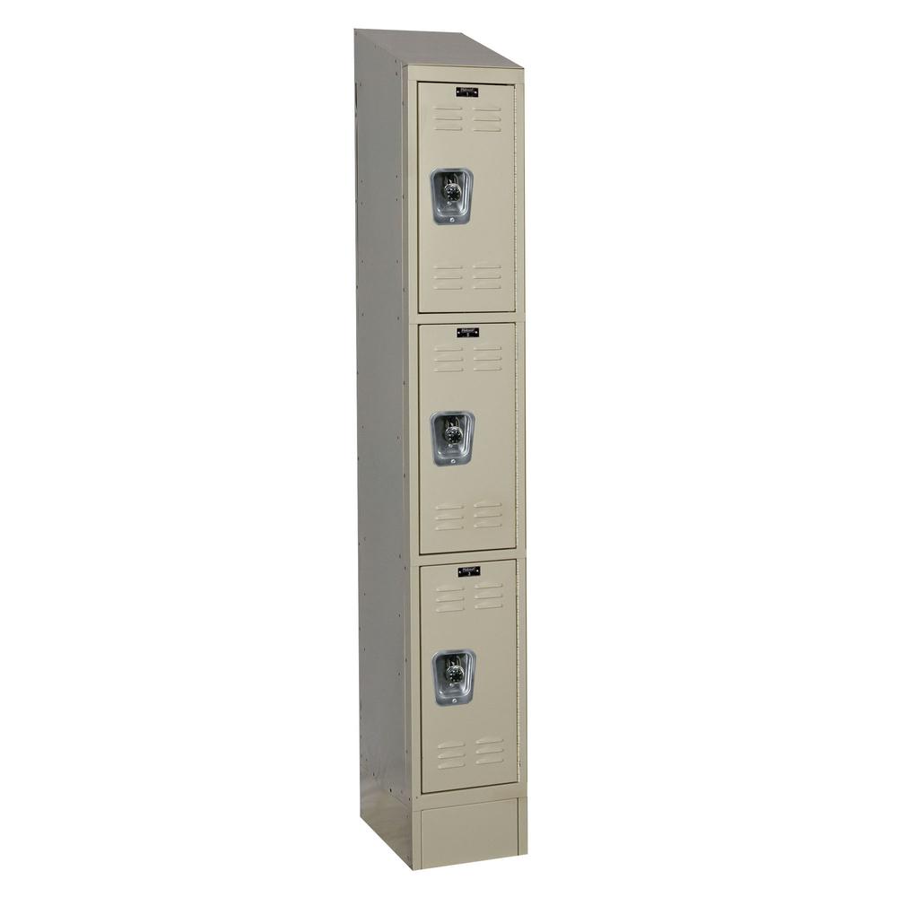 Hallowell ReadyBuilt II Locker, 729 Tan, Triple Tier, 1-Wide, Assembled. Picture 1