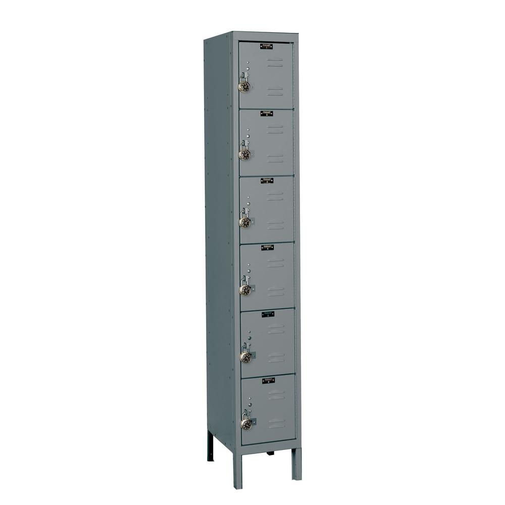 Hallowell ReadyBuilt Locker, 725 Dark Gray, 6-Tier, 1-Wide, Assembled. Picture 1