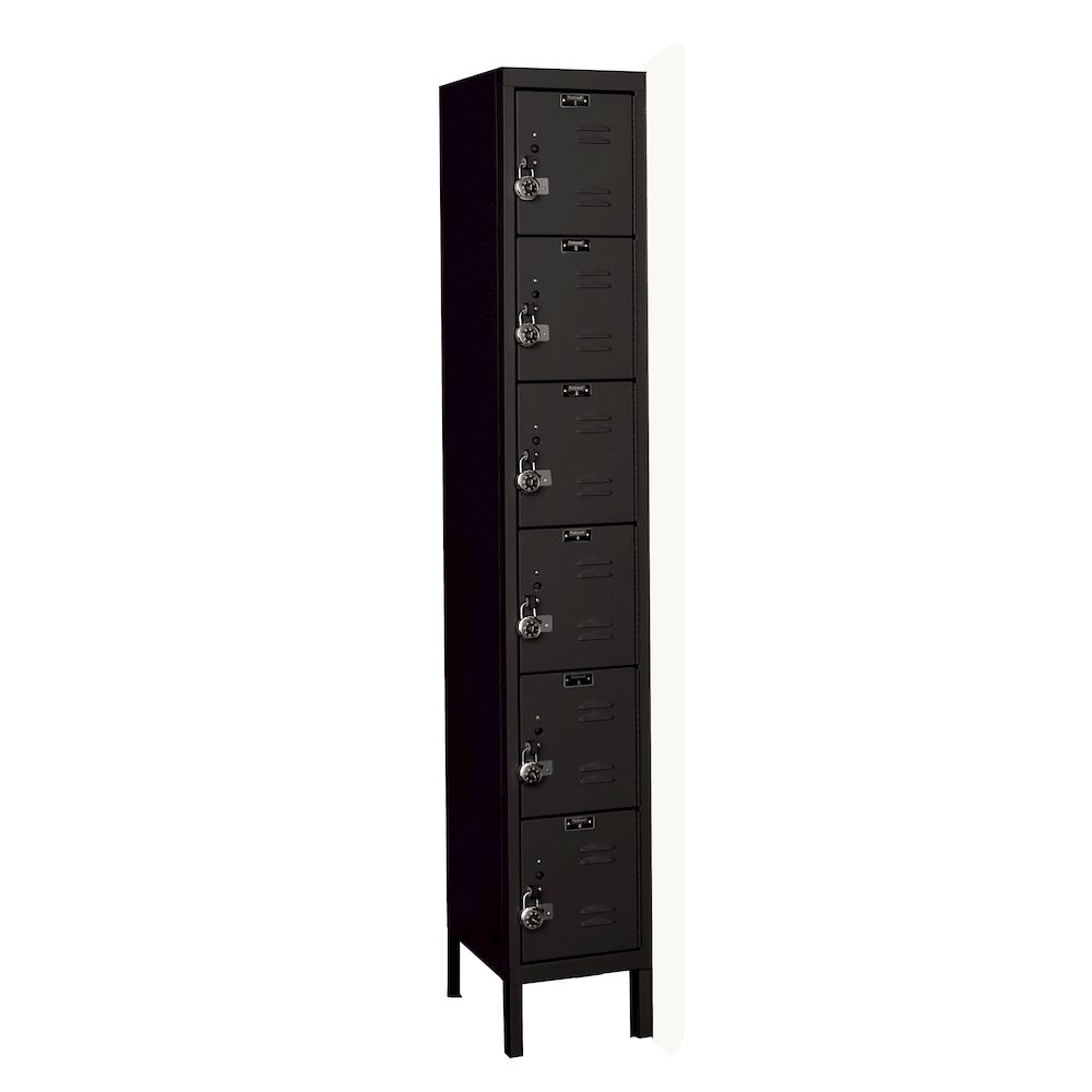 Hallowell ReadyBuilt Locker, 708 Black, 6-Tier, 1-Wide, Assembled. Picture 1