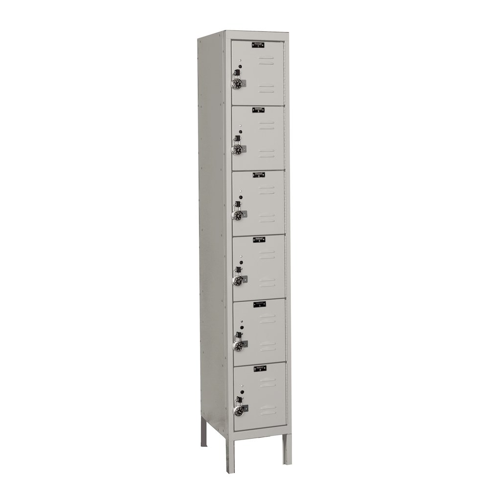 Hallowell ReadyBuilt Locker, 711 Light Gray, 6-Tier, 1-Wide, Assembled. Picture 1