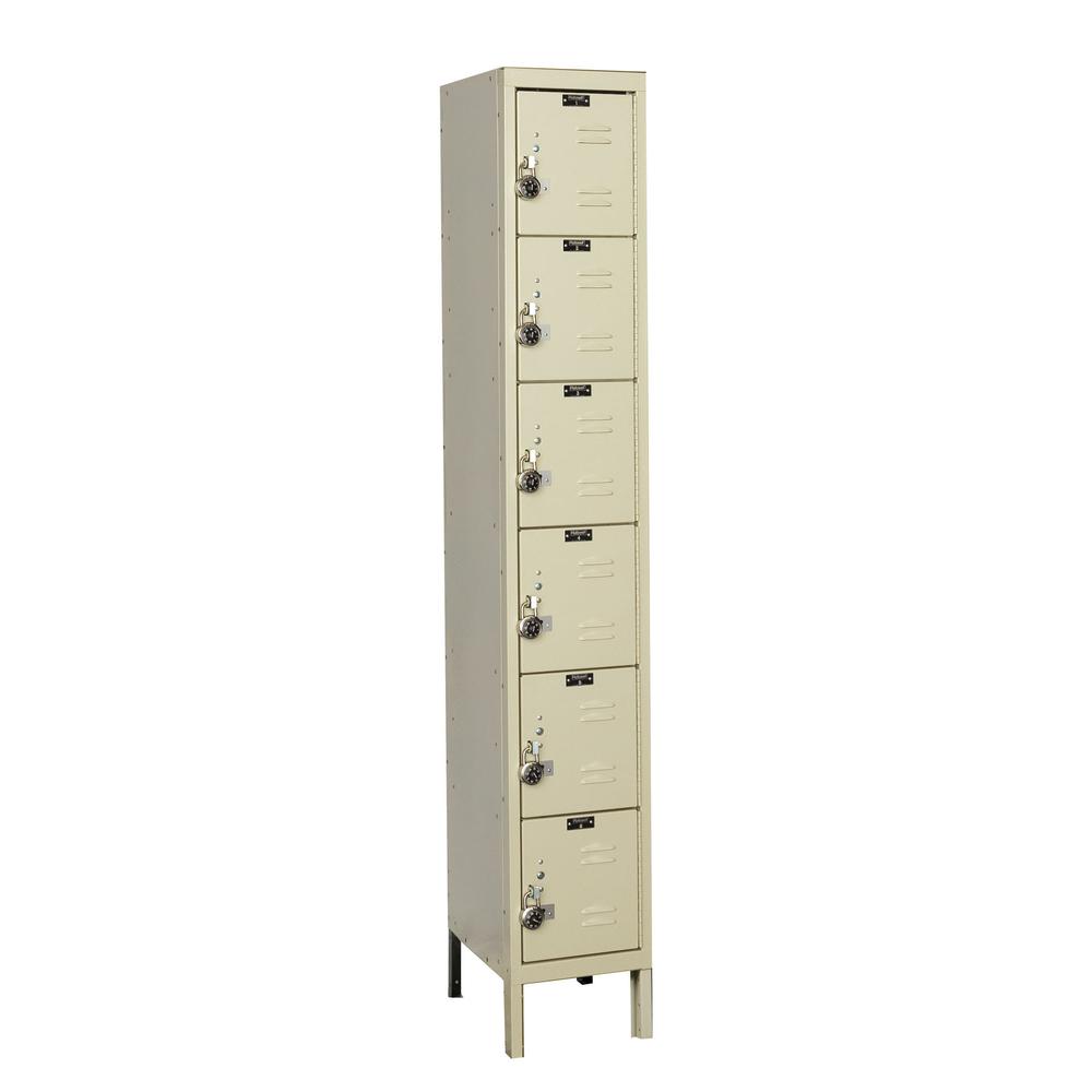Hallowell ReadyBuilt Locker, 729 Tan, 6-Tier, 1-Wide, Assembled. Picture 1