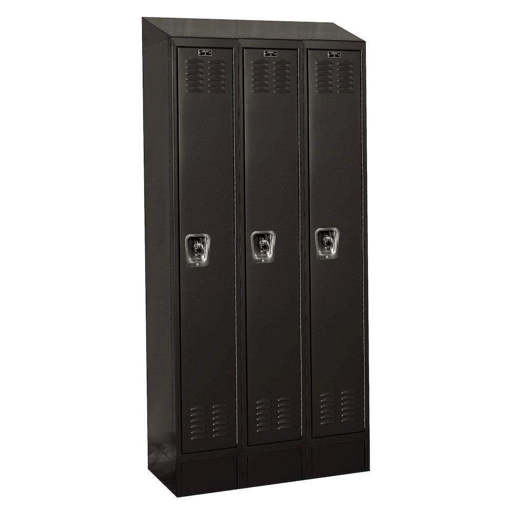 Hallowell ReadyBuilt II Locker, 708 Black, Single Tier, 3-Wide, Assembled. Picture 1
