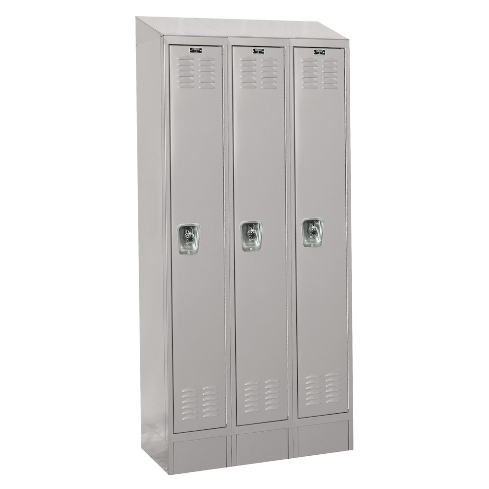 Hallowell ReadyBuilt II Locker, 711 Light Gray, Single Tier, 3-Wide, Assembled. Picture 1