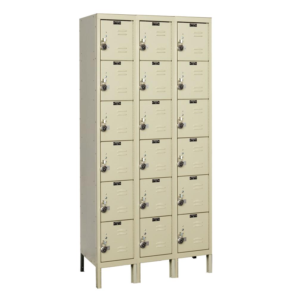 Hallowell ReadyBuilt Locker, 729 Tan, 6-Tier, 3-Wide, Assembled. Picture 1