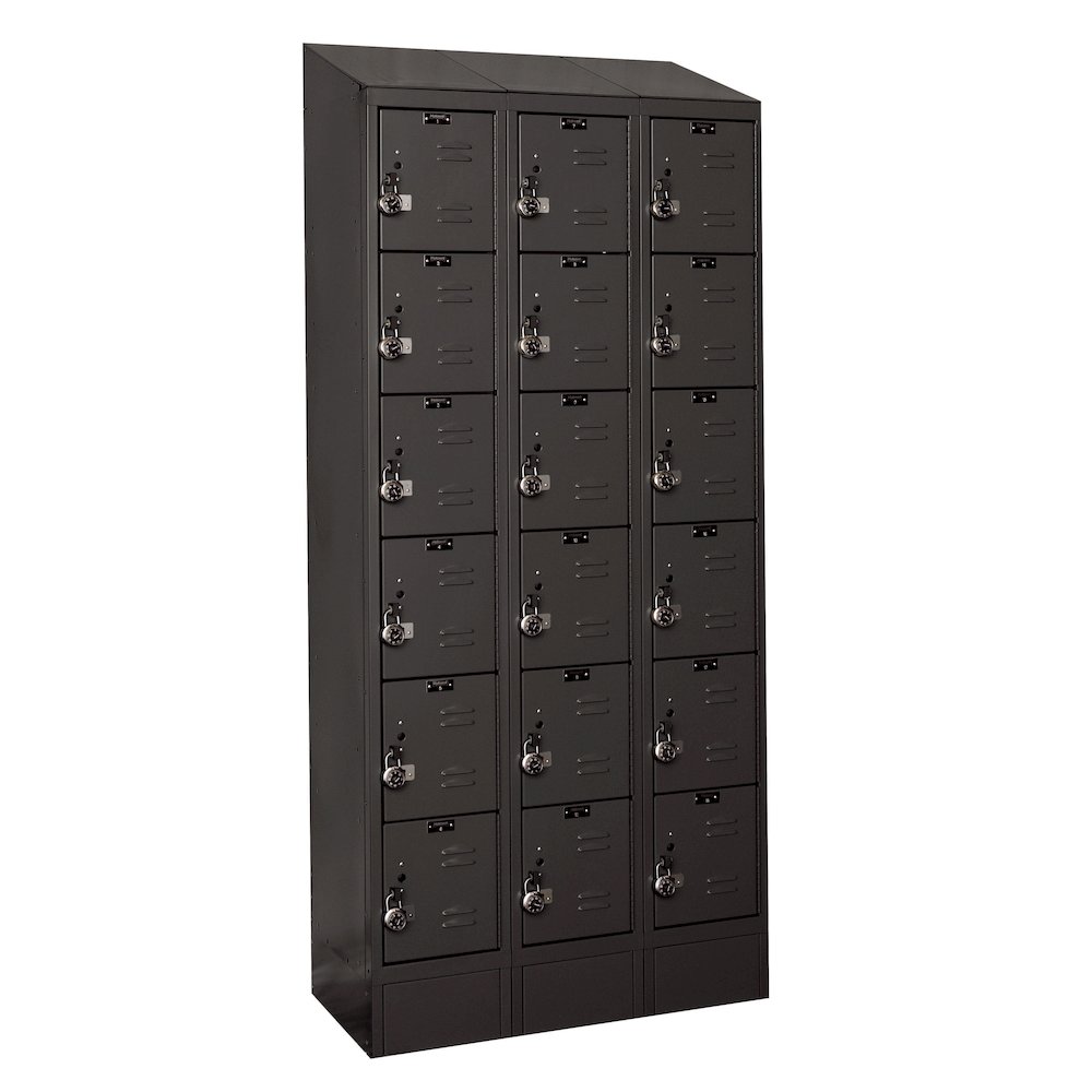 Hallowell ReadyBuilt II Locker, 708 Black, 6-Tier, 3-Wide, Assembled. Picture 1