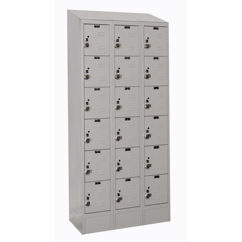 Hallowell ReadyBuilt II Locker, 711 Light Gray, 6-Tier, 3-Wide, Assembled. Picture 1