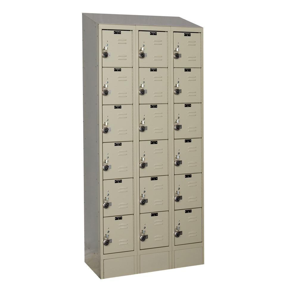 Hallowell ReadyBuilt II Locker, 729 Tan, 6-Tier, 3-Wide, Assembled. Picture 1