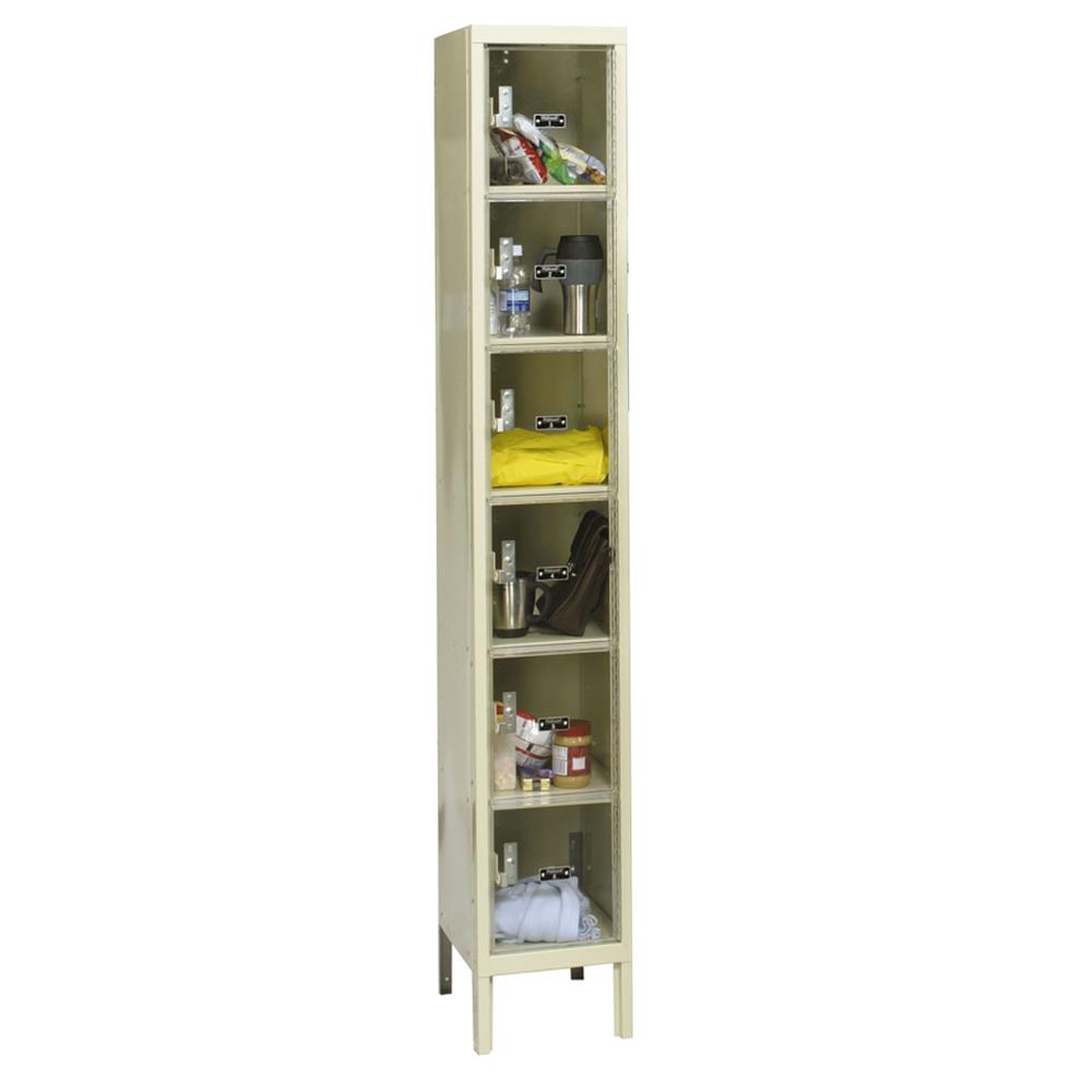 Hallowell Safety-View Plus Locker, 729 Tan, 6-Tier, 1-Wide, Knock-Down. Picture 1