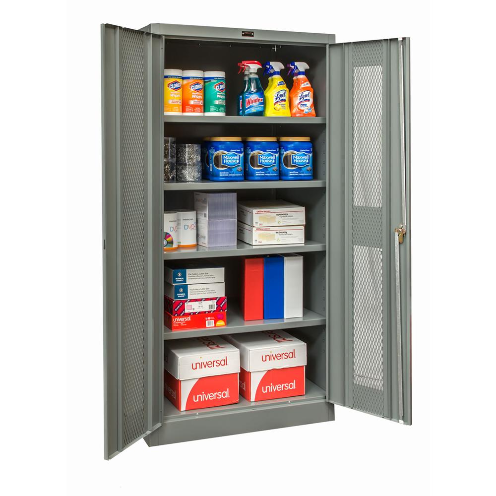400 Series Stationary Ventilated Storage Cabinet, 36"W x 18"D x 72"H, 725 Dark Gray, Single Tier, Double Ventilated Door, 1-Wide, Assembled. Picture 1