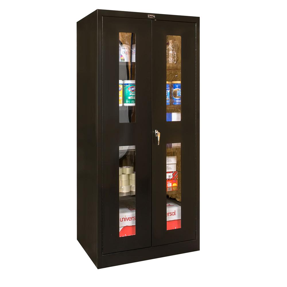800 Series Stationary Storage Cabinet, 36"W  x 18"D x 78"H, 708 Midnight Ebony, Single Tier, Double Safety-View Door, 1-Wide, Assembled. Picture 2