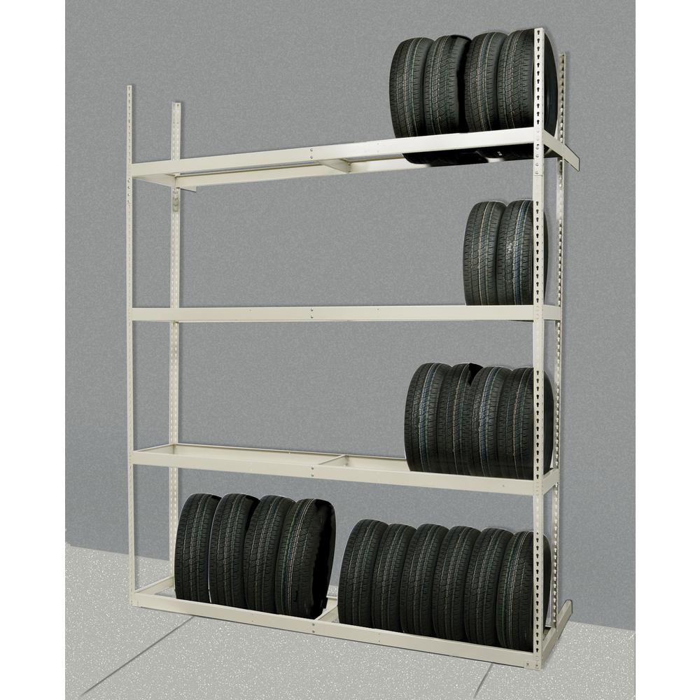 Rivetwell, Single Row, Tire Storage Shelving 729 Tan 5 Levels Starter Unit. Picture 1