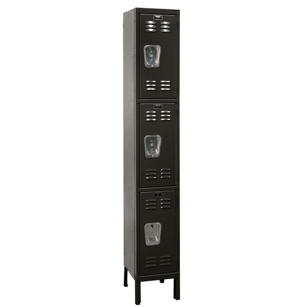 Hallowell Premium Locker, 708 Black, Triple Tier, 1-Wide, Knock-Down. Picture 1