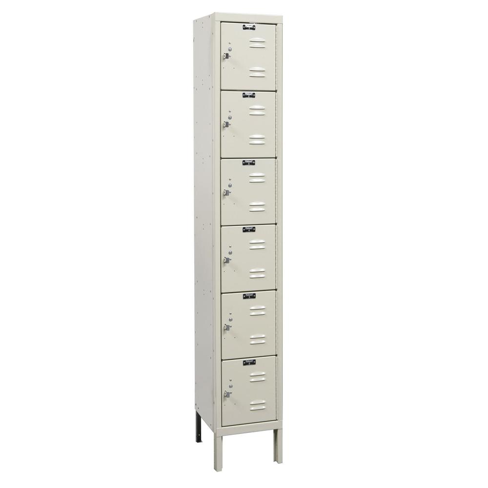 Hallowell Galvanite Locker, 729 Tan, 6-Tier, 1-Wide, Knock-Down. Picture 1