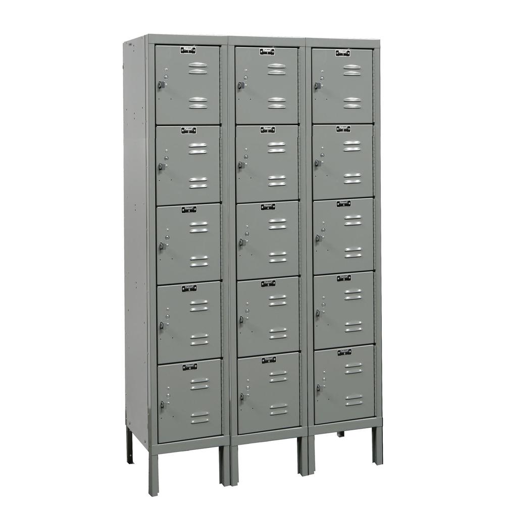 Hallowell Premium Locker, 725 Dark Gray, 5-Tier, 3-Wide, Knock-Down. Picture 1