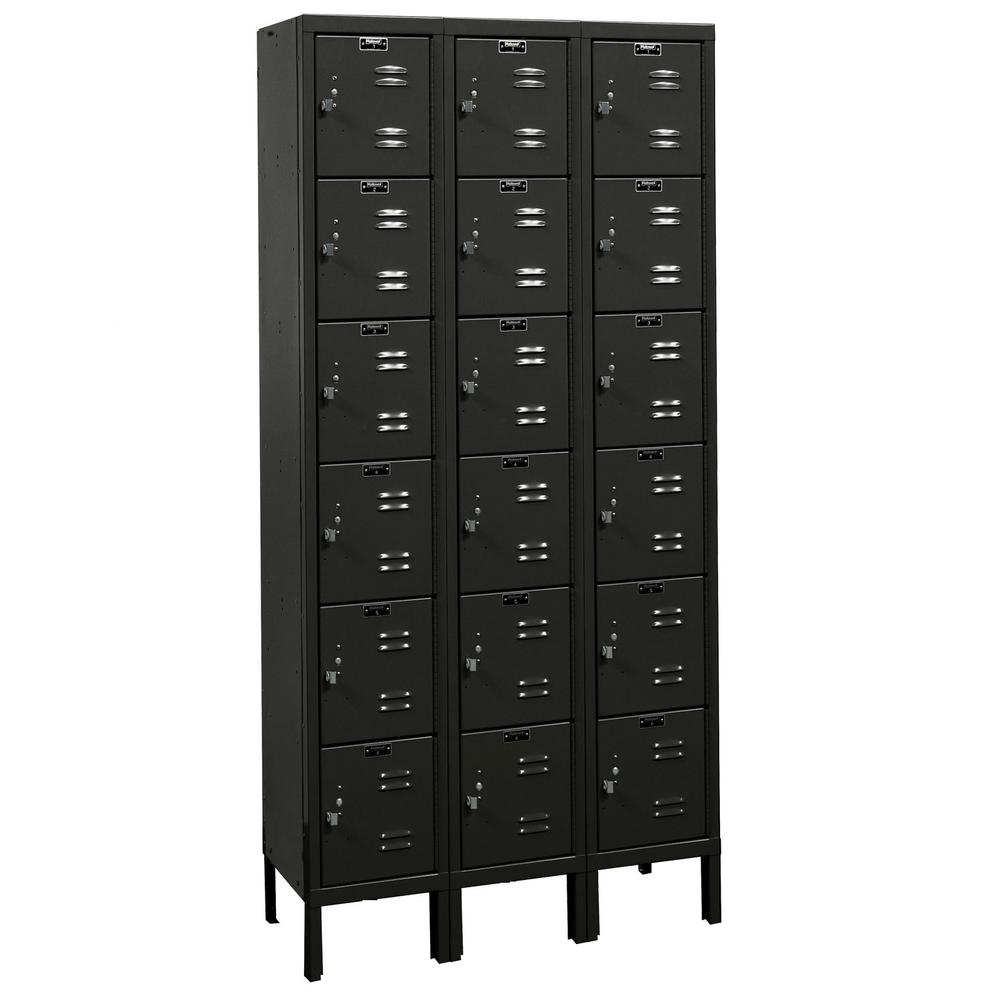 Hallowell Premium Locker, 708 Black, 6-Tier, 3-Wide, Knock-Down. Picture 1