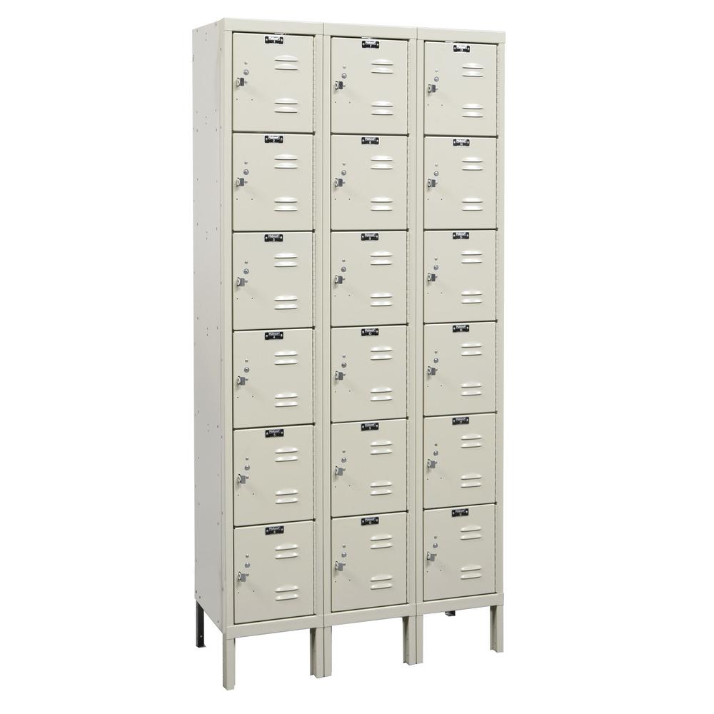 Hallowell Galvanite Locker, 729 Tan, 6-Tier, 3-Wide, Knock-Down. Picture 1
