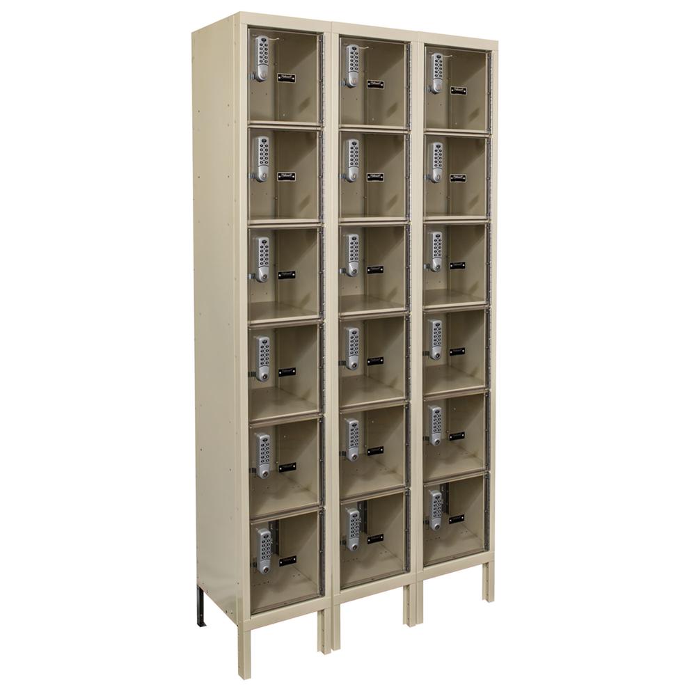 Hallowell DigiTech Safety-View Plus Locker, 729 Tan, 6-Tier, 3-Wide, Knock-Down. Picture 4