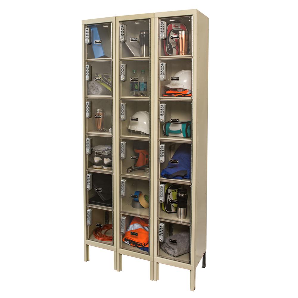 Hallowell DigiTech Safety-View Plus Locker, 729 Tan, 6-Tier, 3-Wide, Knock-Down. Picture 2